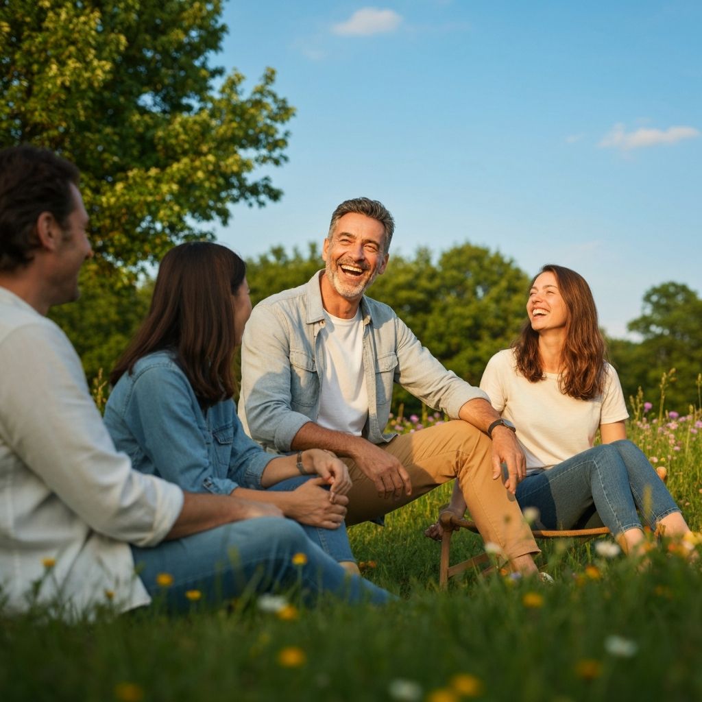 Pria bersosialisasi dengan teman